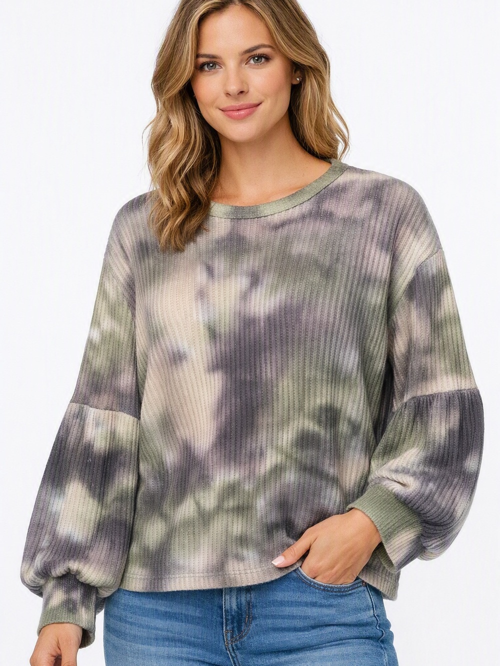 Philosophy super soft ribbed top with oversized long sleeve. Size Medium